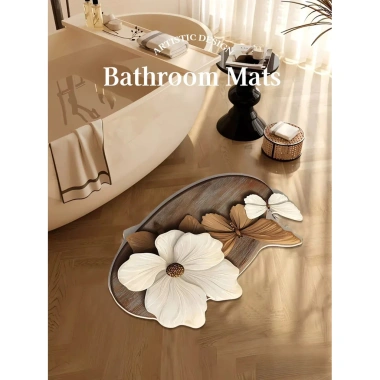 Thảm trải sàn khô nhanh kiểu Pháp bướm 3D, chất bùn tảo cát, hình chân vào đặc biệt - Giá 87.500 VND