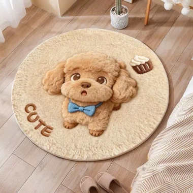 Thảm tròn lông dạ 3D hình thú cute chó gấu - chống trượt, phòng ngủ 70cm giá 70.000 VND