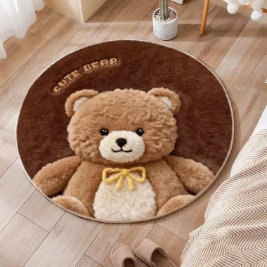 Thảm tròn lông dạ 3D hình thú cute chó gấu - chống trượt, phòng ngủ 70cm giá 70.000 VND