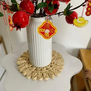 Thảm vỏ ngô đan tay 25-30cm decor treo tường, lót bình hoa, giá ưu đãi 45.000₫