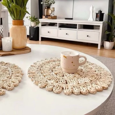 Thảm vỏ ngô đan tay 25-30cm decor treo tường, lót bình hoa, giá ưu đãi 45.000₫