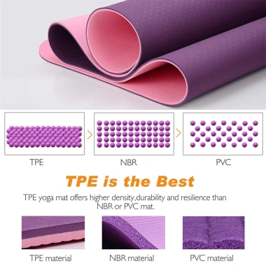 Thảm Yoga 2 lớp TPE chống trượt, chống thấm mồ hôi, định tuyến - Giá 115.000 VND