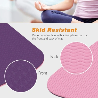 Thảm Yoga 2 lớp TPE chống trượt, chống thấm mồ hôi, định tuyến - Giá 115.000 VND