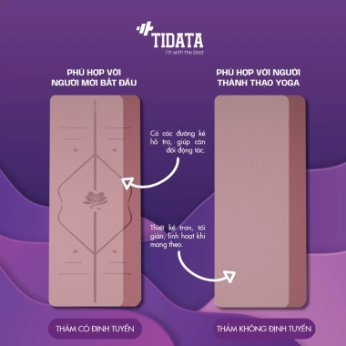 Thảm yoga 8mm TPE 2 lớp TIDATA - Chống trượt, định tuyến T2L, giảm còn 159.000₫ 2