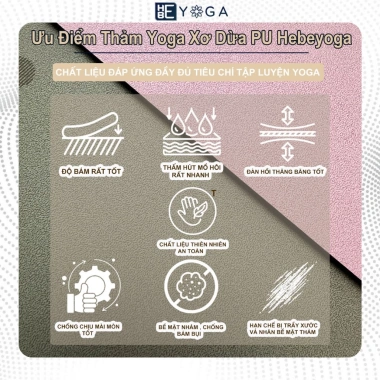 Thảm Yoga Định Tuyến Xơ Dừa PU 5.5mm Siêu Bám, Kèm Túi, Giá Ưu Đãi 925k