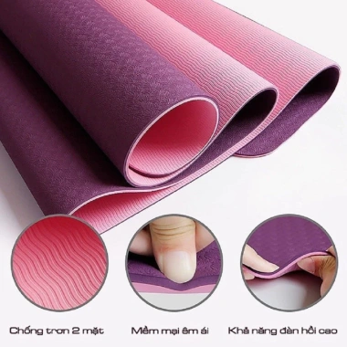 Thảm Yoga TPE 2 Lớp Dày 6mm Chống Trượt, Cao Su Non Cao Cấp, Dễ Dàng Tập Tại Nhà - Giá 75.000 3