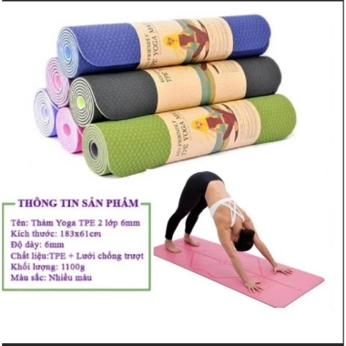 Thảm Yoga TPE Đài Loan Cao Cấp - Chống Trơn Trượt, Êm Ái, Giá 25.000