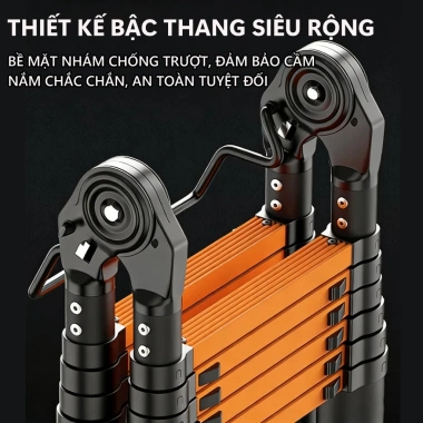 Thang Nhôm Rút Đôi Chữ A REAIM 3.4-5.8m - Inox Tiện Lợi, Tặng 2 Chốt, Giá 589k