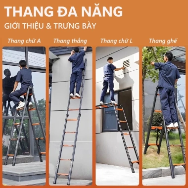 Thang Nhôm Rút Đôi Chữ A REAIM 3.4-5.8m - Inox Tiện Lợi, Tặng 2 Chốt, Giá 589k 9