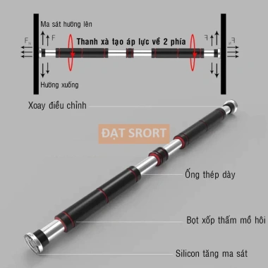 Thanh Tập Xà Đơn Treo Tường Gắn Cửa 60-150cm - Tập Gym Tại Nhà Giá 128k