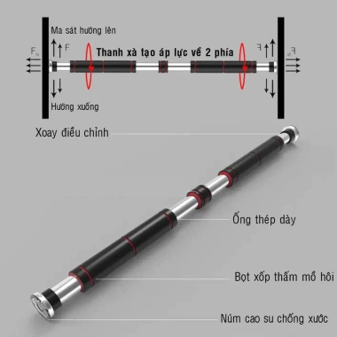 Thanh tập xà đơn treo tường gắn cửa, cỡ 62-150cm tùy chỉnh, tập gym tại nhà tăng cơ bắp - Giá chỉ 175.000 VND 4