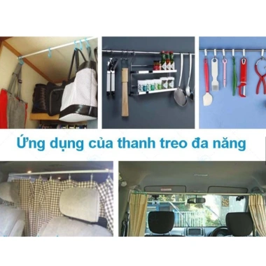 Thanh treo rèm cửa tắm bếp INOX đa năng mini không khoan tường - Giá chỉ 17.000đ 5