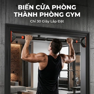 Thanh Xà Đơn Treo Tường Gắn Cửa SOVEXA 60‑130cm – Chốt Chống Xoay, Gym Tại Nhà, 108k