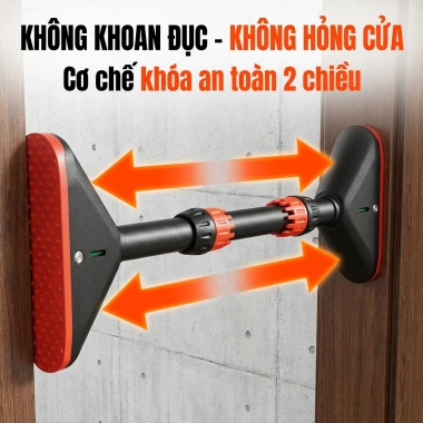 Thanh Xà Đơn Treo Tường Gắn Cửa SOVEXA 60‑130cm – Chốt Chống Xoay, Gym Tại Nhà, 108k