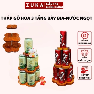 Tháp Gỗ 3 Tầng Bày Bia Nước Ngọt Trưng Ban Thờ Ngày Tết - Gỗ Phủ Bóng Đẹp, Quà Tết Giá 148k