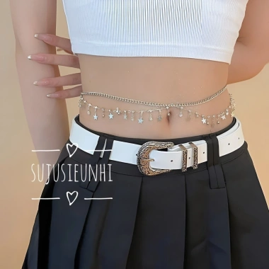 Thắt lưng dây xích đa lớp đính đá kim loại - Belly Chain giảm giá 24.5k 9