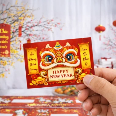 Thẻ cào Tết Lì Xì May Mắn Mẫu Con Lân Combo 2 tấm, Viết Tay Tặng Gia Đình, Giá Ưu Đãi 39.000₫