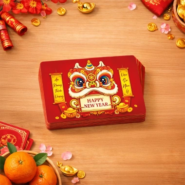 Thẻ cào Tết Lì Xì May Mắn Mẫu Con Lân Combo 2 tấm, Viết Tay Tặng Gia Đình, Giá Ưu Đãi 39.000₫