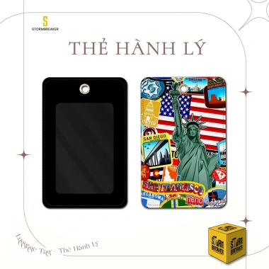 Thẻ Hành Lý Da STORMBREAKER Tag Treo Vali Du Lịch - Đen/Nâu, Sticker USA, 115k TAG011 2