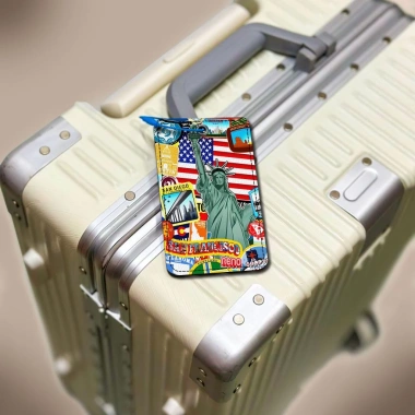 Thẻ Hành Lý Da STORMBREAKER Tag Treo Vali Du Lịch - Đen/Nâu, Sticker USA, 115k TAG011 6