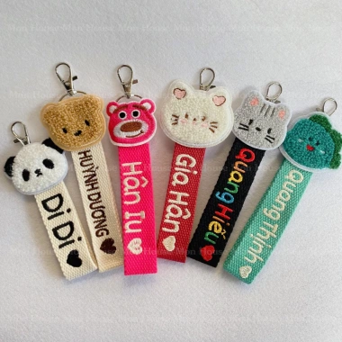 Thẻ Nametag Thêu Tên Mặt Gấu - Tag Treo Con Vật Yêu Cầu, Cặp Cho Bé, Giá 70.000₫