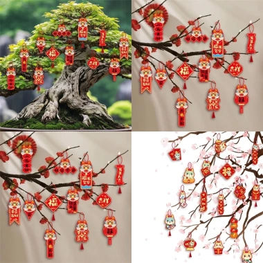 Thẻ treo cành hoa và cành đào 2 mặt Tết, hình thú vui nhộn, kèm dây treo dày dặn, chỉ 25.000₫ 5