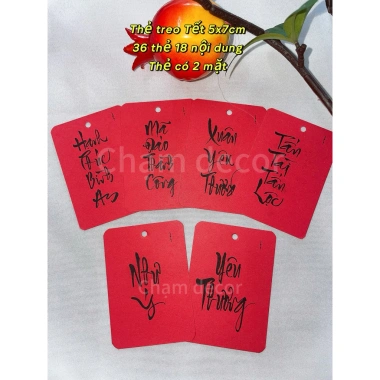Thẻ treo Tết Pháp 5x7cm Set 36 thẻ 2 mặt - 18 nội dung - Giá ưu đãi 35.000đ