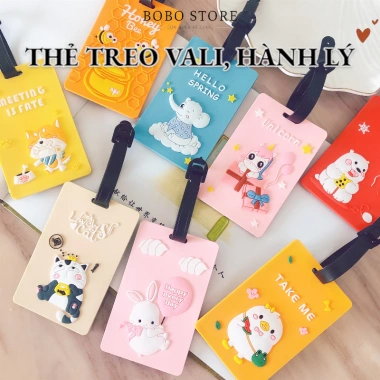 Thẻ treo vali du lịch cho bé - Túi xách nhựa đa màu, dây đeo, giá chỉ 3.000₫