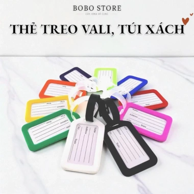 Thẻ treo vali du lịch cho bé - Túi xách nhựa đa màu, dây đeo, giá chỉ 3.000₫