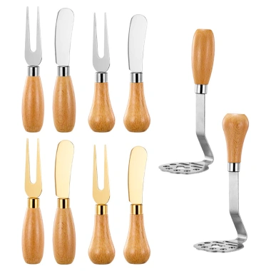 Thép không gỉ 304 - Máy ép khoai tây, tay gỗ, dao bơ, nĩa trái cây - Dụng cụ nhà bếp