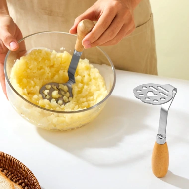 Thép không gỉ 304 - Máy ép khoai tây, tay gỗ, dao bơ, nĩa trái cây - Dụng cụ nhà bếp