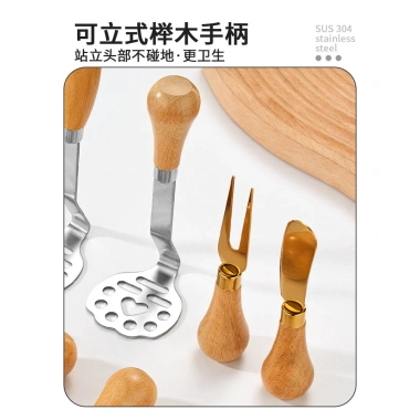Thép không gỉ 304 - Máy ép khoai tây, tay gỗ, dao bơ, nĩa trái cây - Dụng cụ nhà bếp