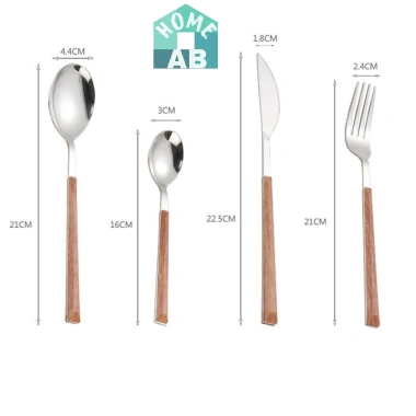 Thìa dĩa inox cao cấp không gỉ, cán giả gỗ sang trọng, bền đẹp, sáng bóng - Giá ưu đãi 21.560 VND 3