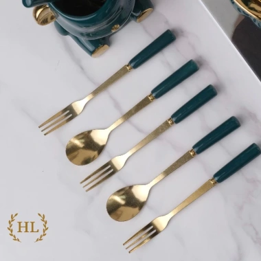 Thìa & Nĩa Inox Cán Sứ Hoa Hồng Size Bé - Không ăn mòn, Giá ưu đãi 8.000₫