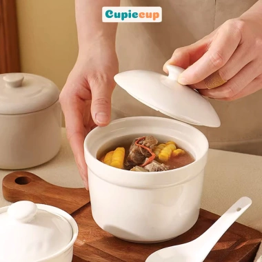 Thố Sứ Chưng Yến HUSU001 - Hũ Đựng Soup, Bát Có Nắp, Giá chỉ 12.400₫