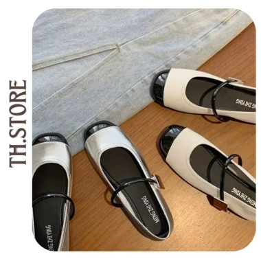 TH.STORE Giày Búp Bê Trắng Bạc Mẫu Mới 308 Giá ưu đãi 198.000 VNĐ