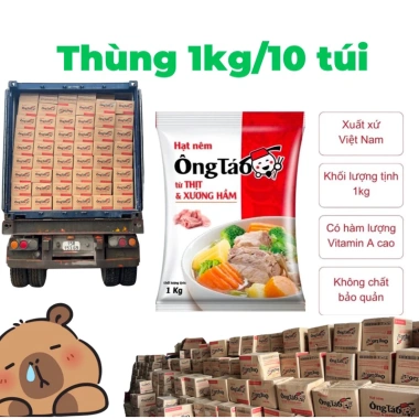 Thùng 10 gói Hạt Nêm Ông Táo 1kg - Giá sỉ 450k, thơm ngon cho thịt & xương hầm
