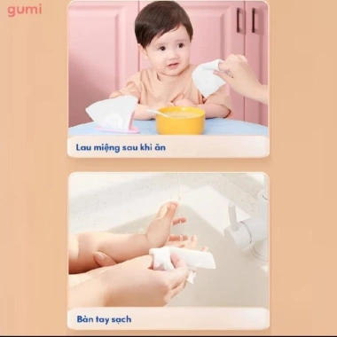 Thùng 10 gói Khăn Ướt Gumi không cồn, không paraben, không gây kích ứng – 169.000₫