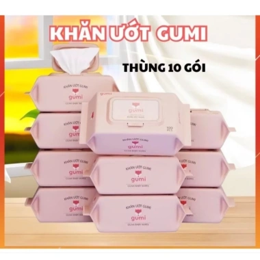 Thùng 10 gói Khăn Ướt Gumi không cồn, không paraben, không gây kích ứng – 169.000₫ 6 Thùng 10 gói Khăn Ướt Gumi không cồn, không paraben, không gây kích ứng – 169.000₫ 6
