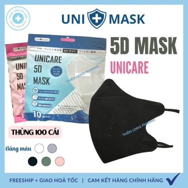 Thùng 100 cái Khẩu trang 5D Uni Mask 3 lớp kháng khuẩn Giá ưu đãi 32.550₫
