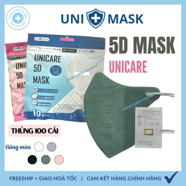 Thùng 100 cái Khẩu trang 5D Uni Mask 3 lớp kháng khuẩn Giá ưu đãi 32.550₫