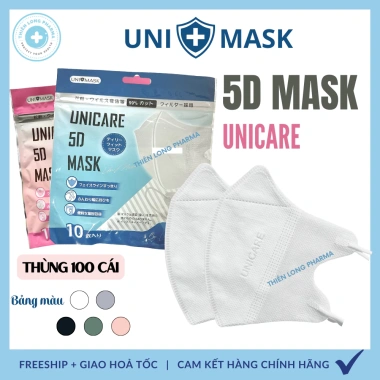 Thùng 100 cái Khẩu trang 5D Uni Mask 3 lớp kháng khuẩn Giá ưu đãi 32.550₫