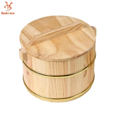 Thùng cơm hấp gỗ có nắp - Hộp đựng thực phẩm cho gạo, sushi - Tiện ích bếp, giảm 22% 10