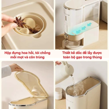 Thùng Đựng Gạo Thông Minh UFORU 5KG/10KG Nút Bấm Đổ Tự Động UFM480 - 250.000 VND 6