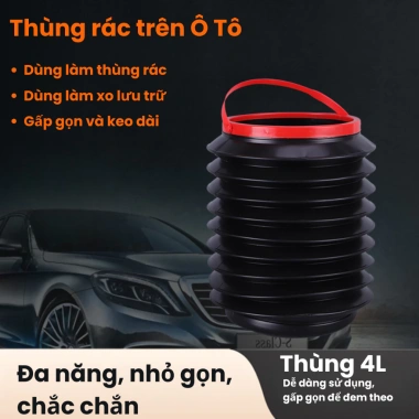 Thùng rác ô tô 4L co giãn gấp gọn, đa năng làm xô rửa xe, xô câu cá - 8.000₫