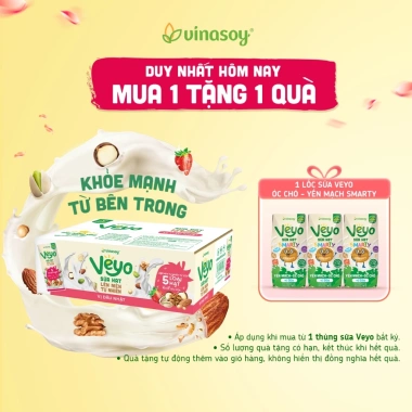 Thùng Veyo Sữa hạt lên men tự nhiên Vị Dâu Nhật 30 hộp 180ml Giá ưu đãi 209.000đ