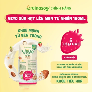 Thùng Veyo Sữa hạt lên men tự nhiên Vị Dâu Nhật 30 hộp 180ml Giá ưu đãi 209.000đ 4