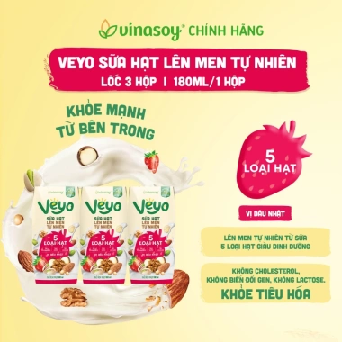 Thùng Veyo Sữa hạt lên men tự nhiên Vị Dâu Nhật 30 hộp 180ml Giá ưu đãi 209.000đ 7