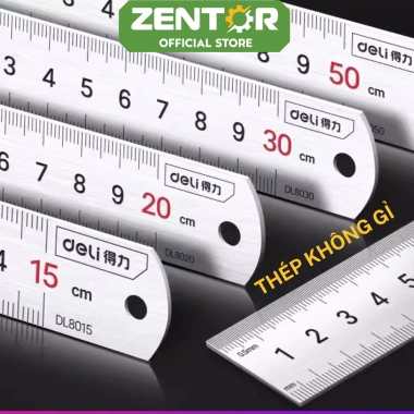 Thước kẻ thép Deli ZenTor 15-30cm - Nhỏ gọn, chống mòn gỉ, giá 14.000đ - DEAL 1K