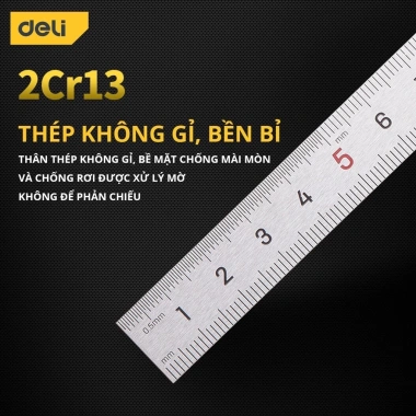 Thước kẻ thép Deli ZenTor 15-30cm - Nhỏ gọn, chống mòn gỉ, giá 14.000đ - DEAL 1K 2